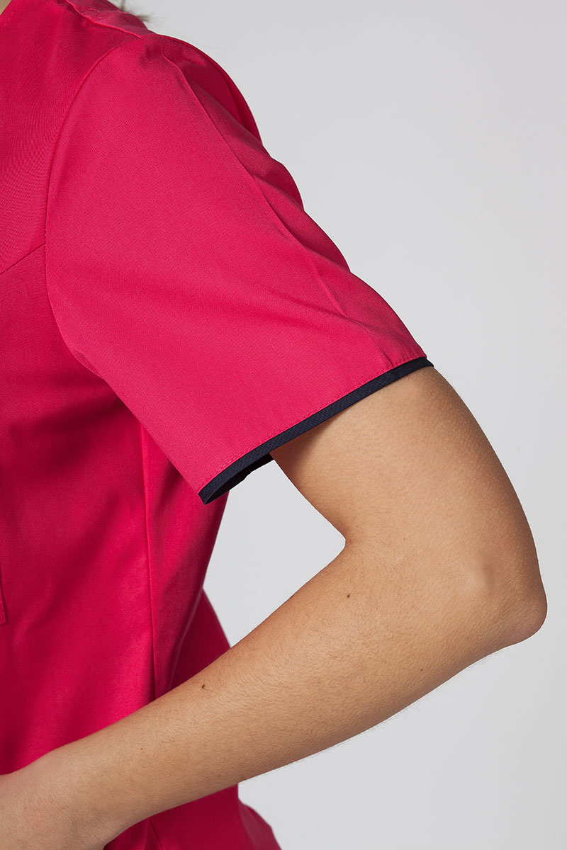 Bluza medyczna damska na zamek Sunrise Uniforms malina/ciemny granat-4