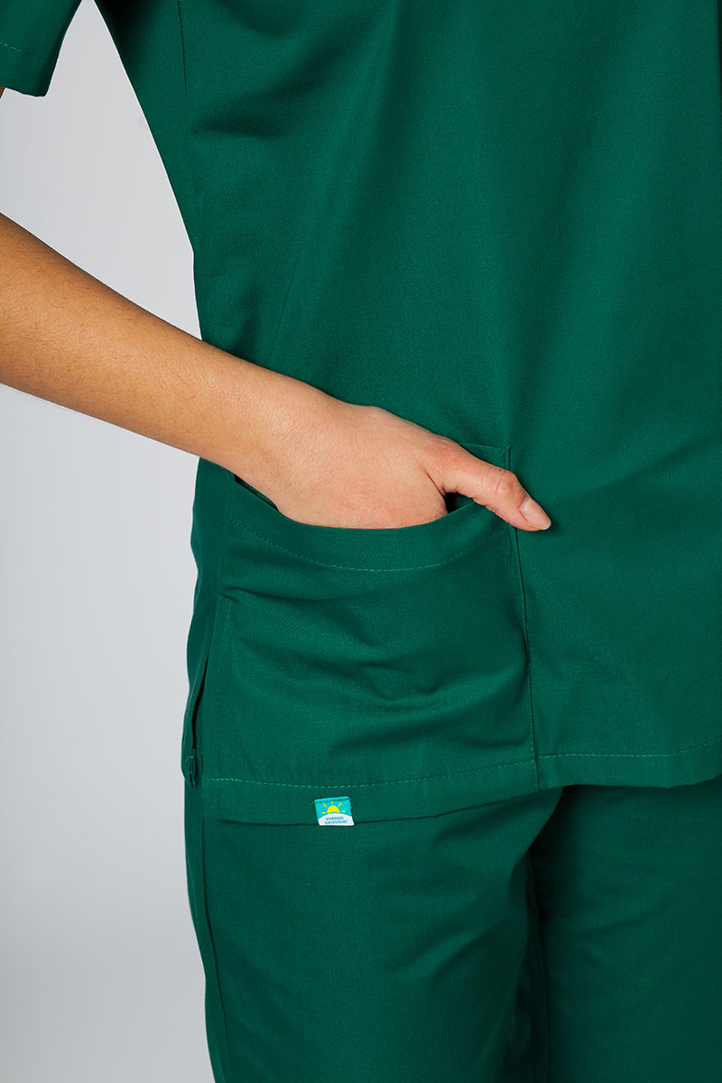 Women’s Sunrise Uniforms Basic Classic scrubs set (Light top, Regular trousers) bottle green-4