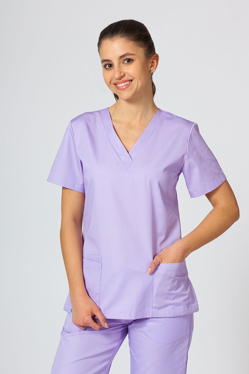 Women's Sunrise Uniforms Basic Classic scrubs set (Light top, Regular  trousers) hot pink