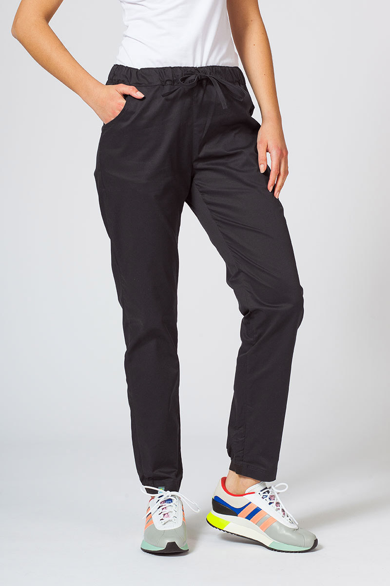 Women’s Sunrise Uniforms scrubs set (Kangaroo top, Loose trousers) black-7