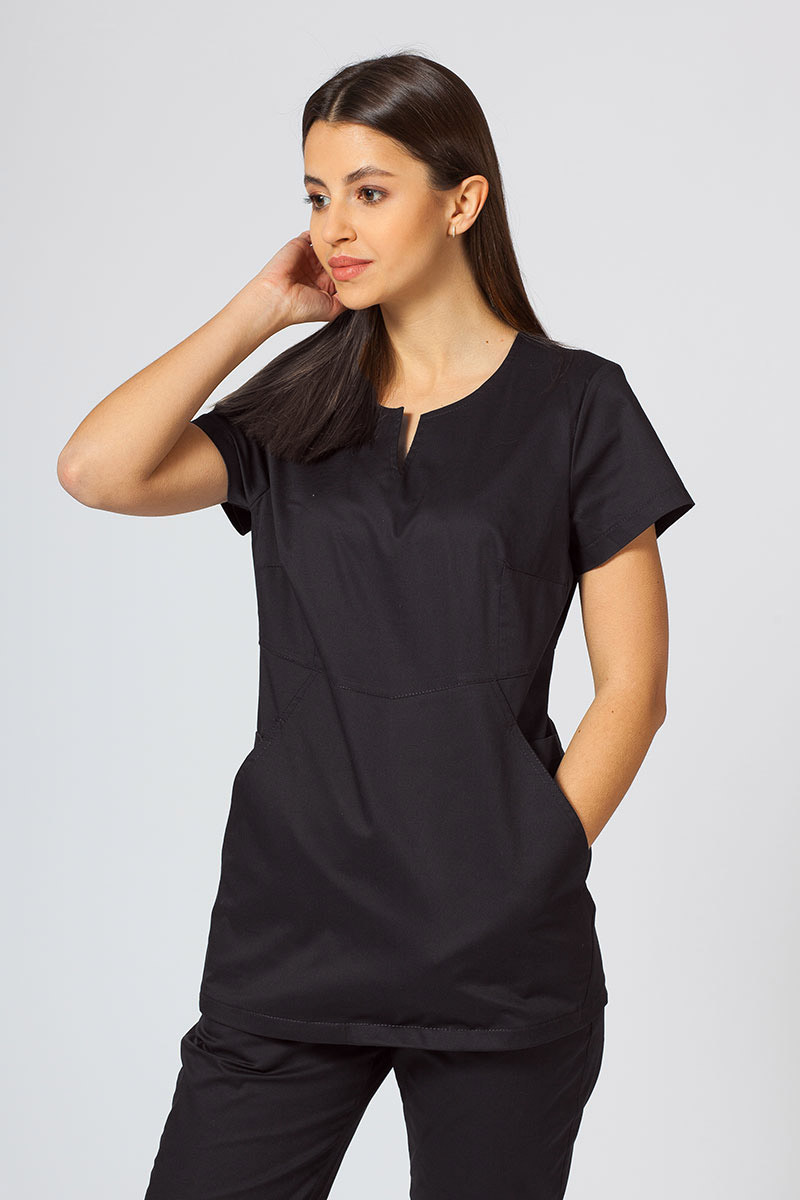 Women’s Sunrise Uniforms scrubs set (Kangaroo top, Loose trousers) black-2
