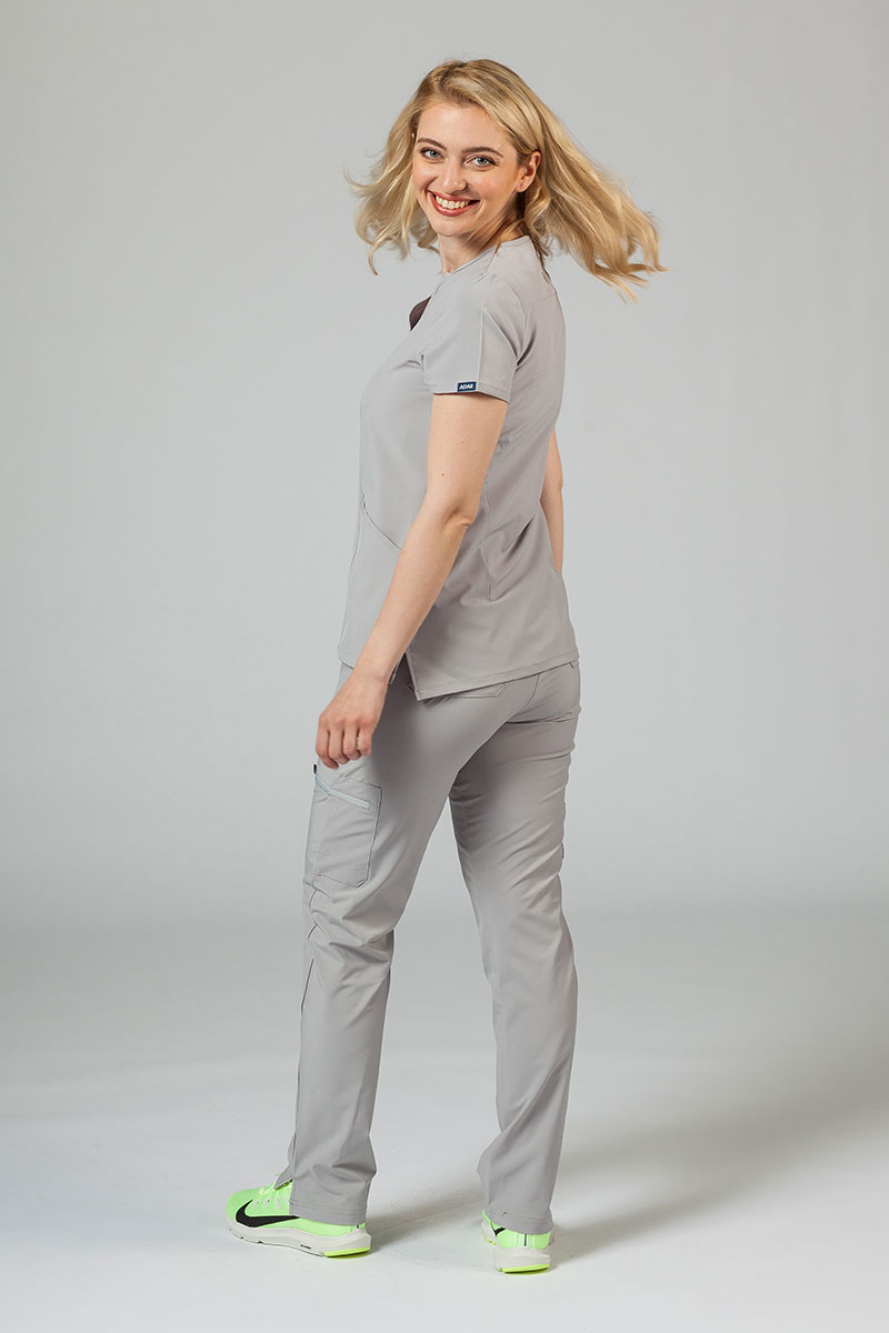 Women’s Adar Uniforms Skinny Leg Cargo scrub trousers silver gray-2