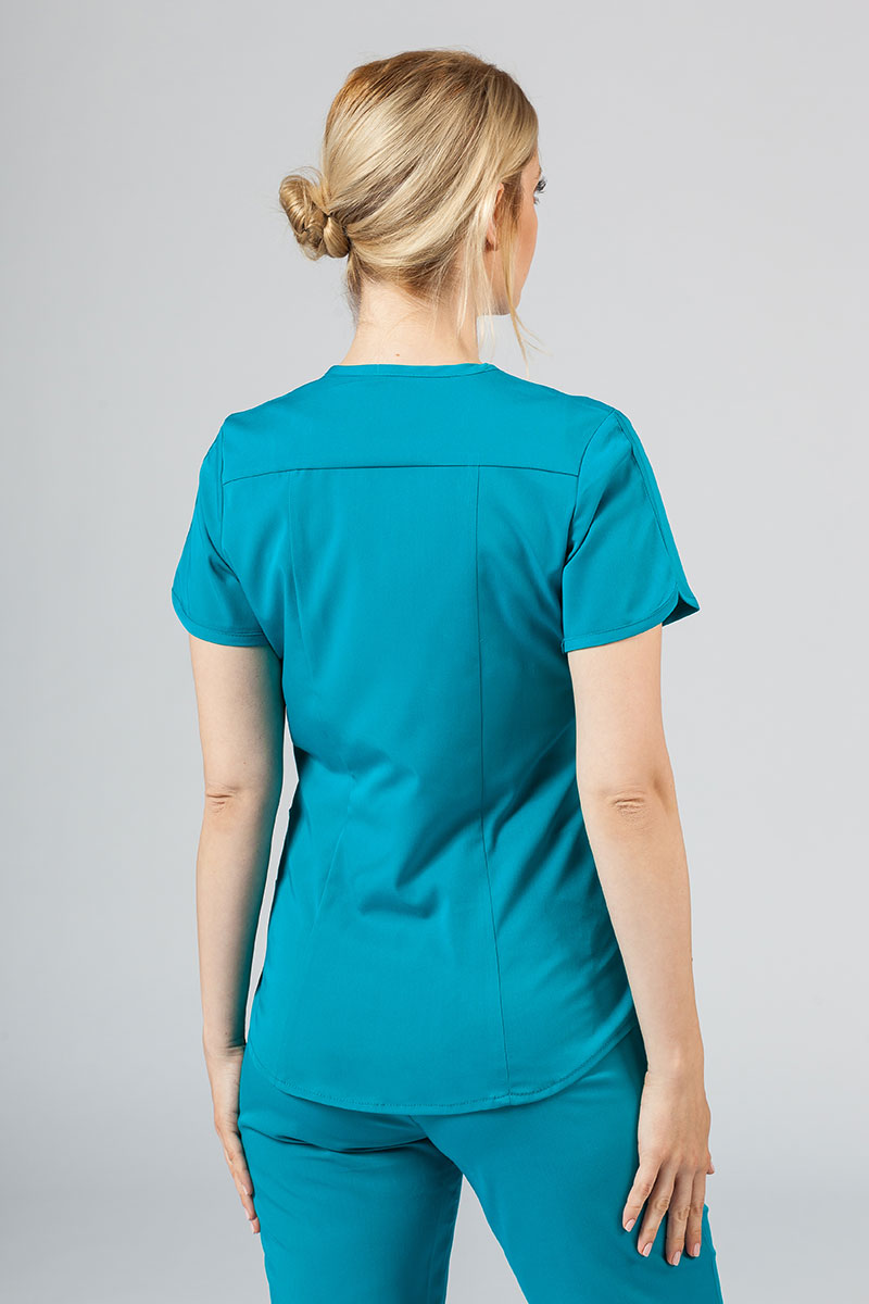 Adar Uniforms Yoga scrubs set (with Modern top – elastic) teal blue-3