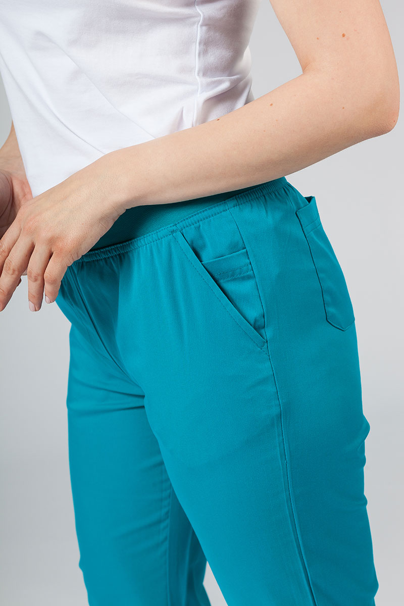 Adar Uniforms Yoga scrubs set (with Modern top – elastic) teal blue-10