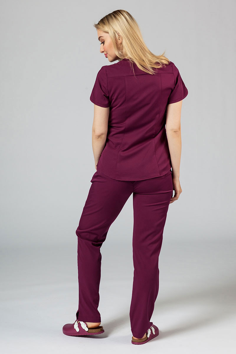 Adar Uniforms Yoga scrubs set (with Modern top – elastic) wine-1
