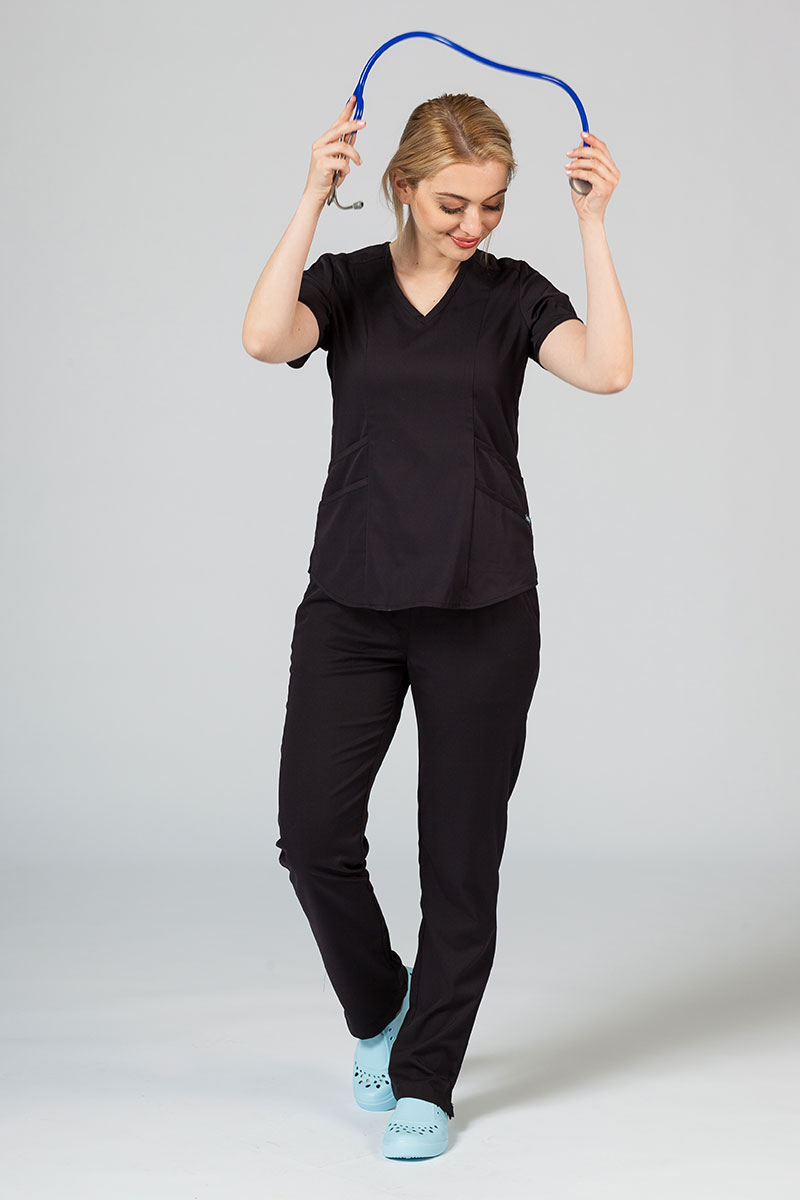 Adar Uniforms Yoga scrubs set (with Modern top – elastic) black-2