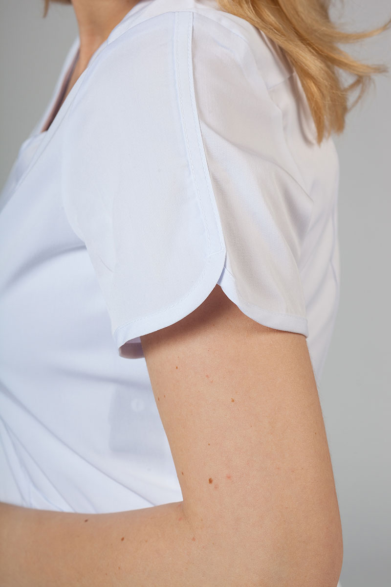 Adar Uniforms Yoga scrubs set (with Modern top – elastic) white-6