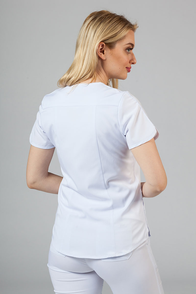 Adar Uniforms Yoga scrubs set (with Modern top – elastic) white-3