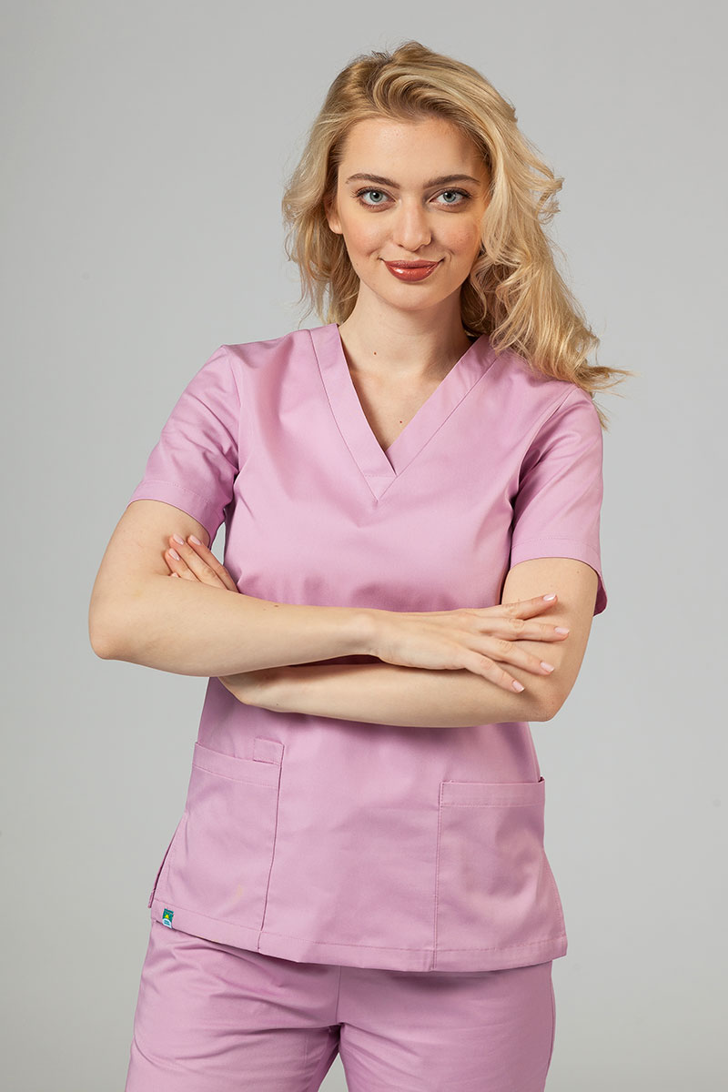 Women’s Sunrise Uniforms Basic Classic scrubs set (Light top, Regular  trousers) lilac