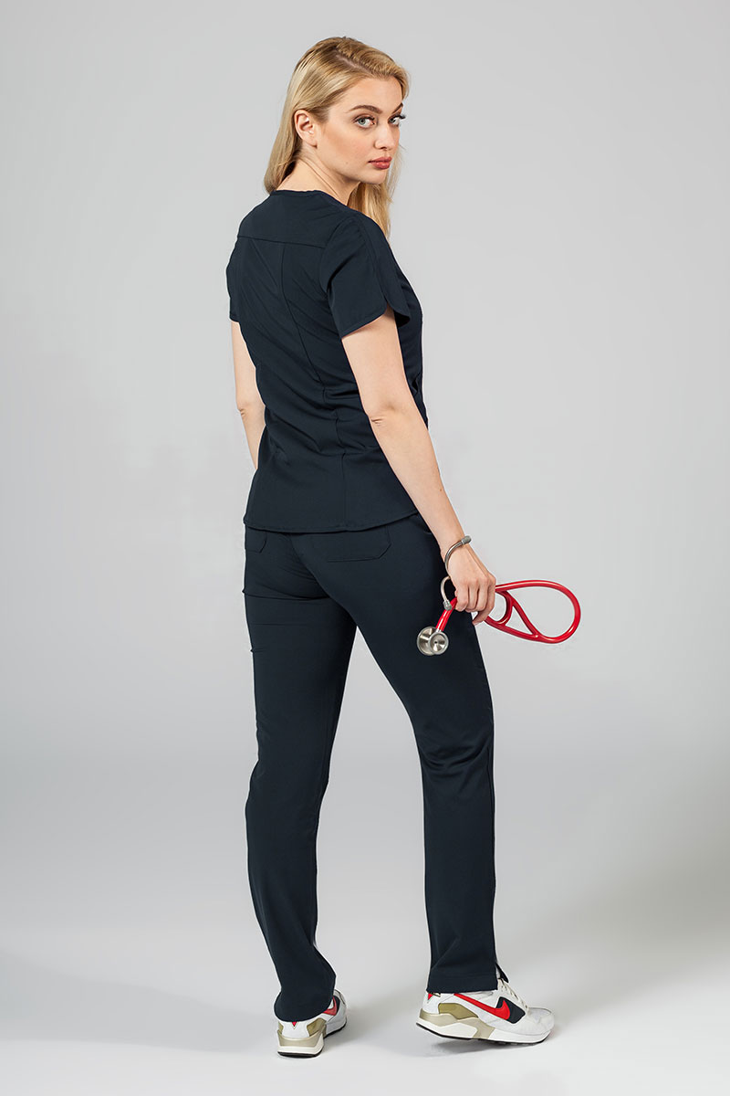 Adar Uniforms Yoga scrubs set (with Modern top – elastic) navy-1