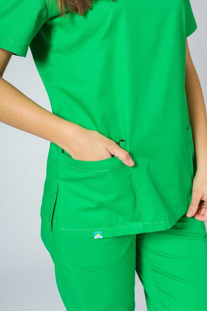 Women’s Sunrise Uniforms Basic Classic scrubs set (Light top, Regular trousers) apple green-5