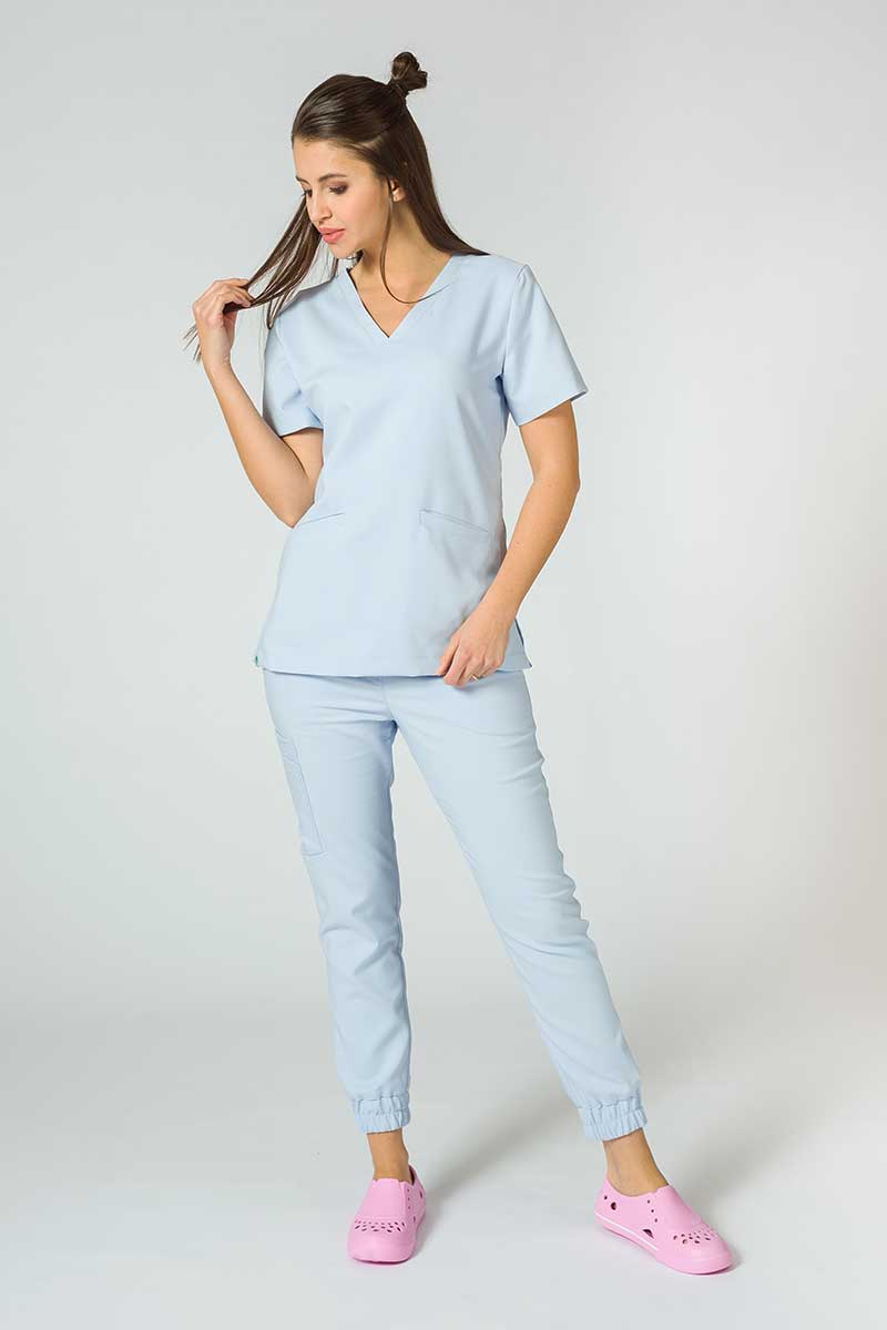 Women's Sunrise Uniforms Premium scrubs set (Joy top, Chill trousers) ceil blue-2