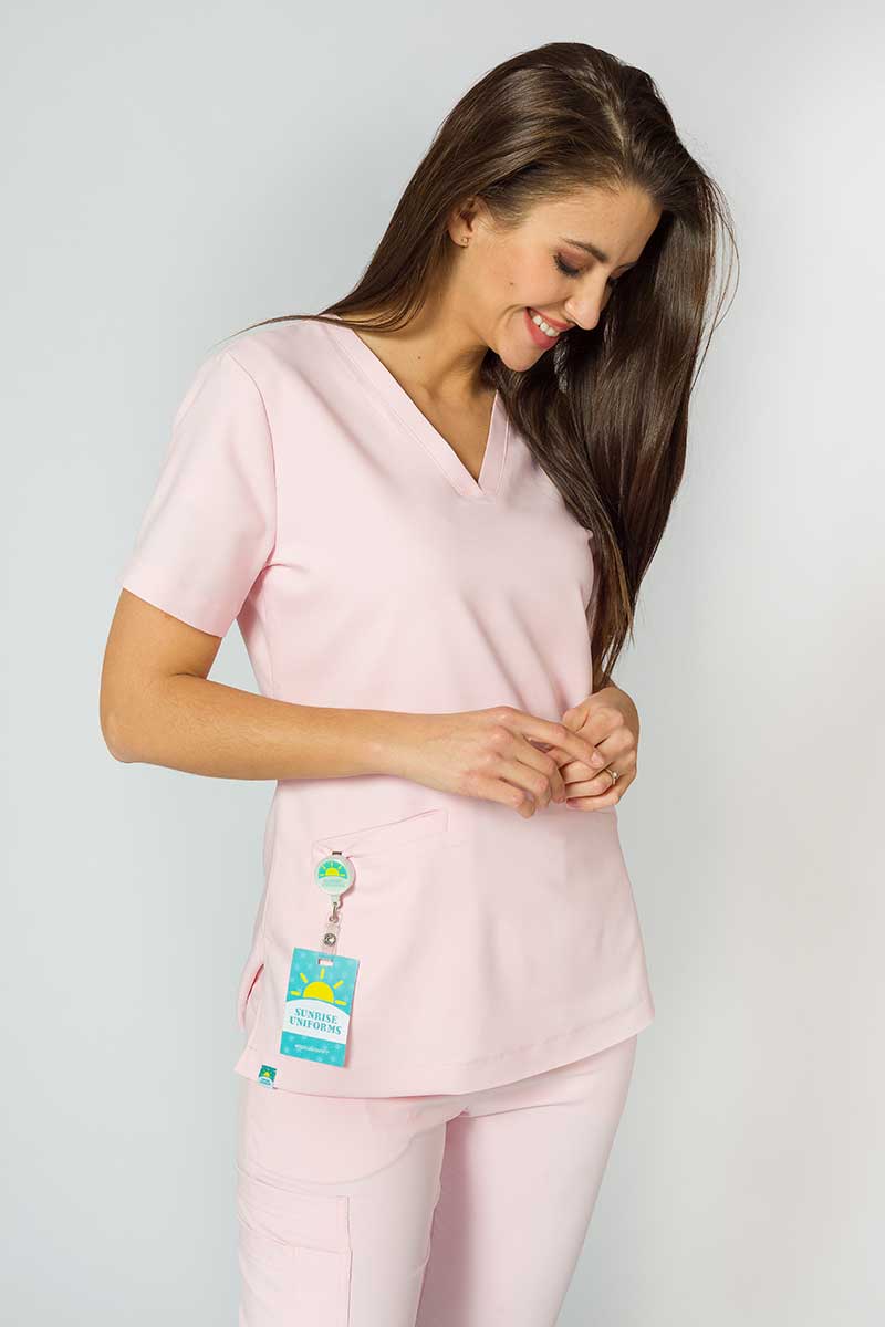 Women's Sunrise Uniforms Premium scrubs set (Joy top, Chill trousers) blush pink-7