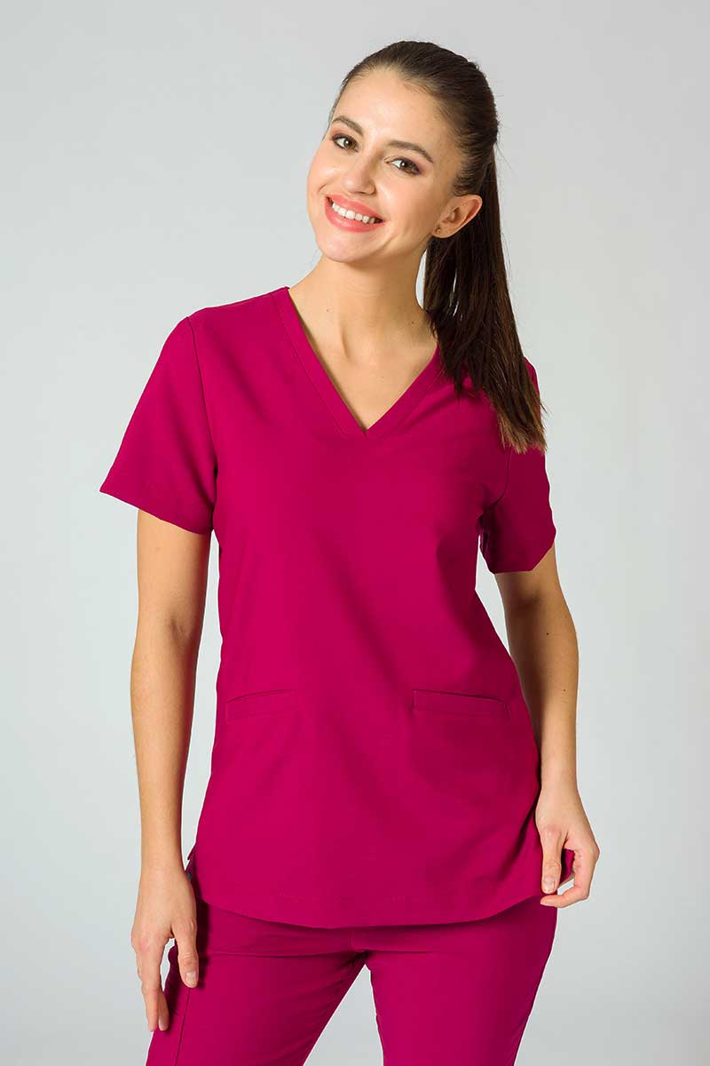 Women's Sunrise Uniforms Premium scrubs set (Joy top, Chill trousers) plum-4