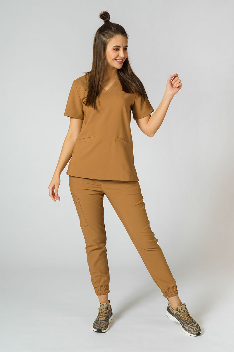 Women's Sunrise Uniforms Premium scrubs set (Joy top, Chill trousers) brown-1