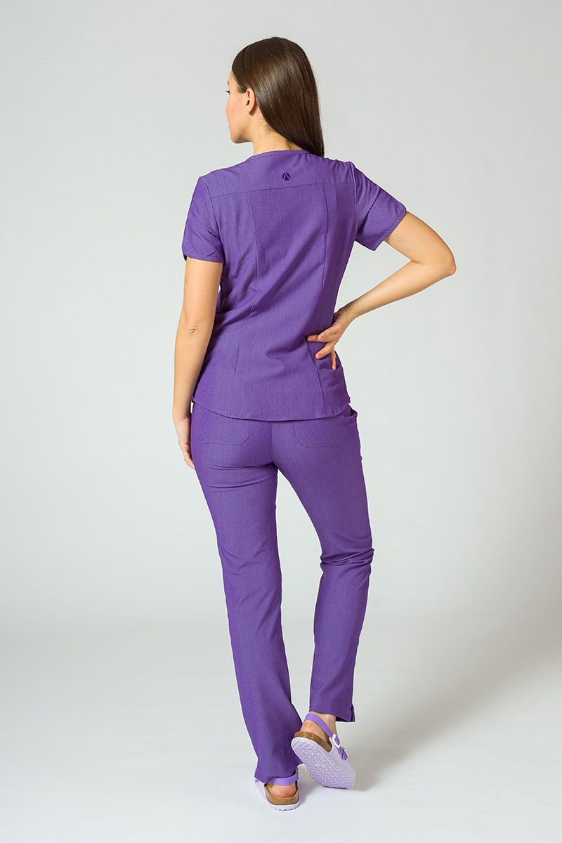 Adar Uniforms Yoga scrubs set (with Modern top – elastic) eggplant-1