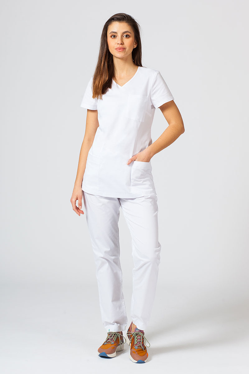 Women's Sunrise Uniforms Active II scrubs set (Fit top, Loose trousers) white-2
