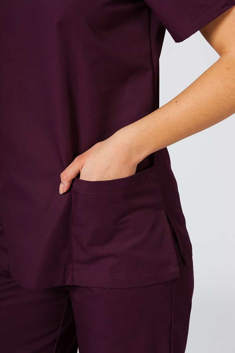 Women's Sunrise Uniforms Basic Jogger scrubs set (Light top, Easy trousers) burgundy-3