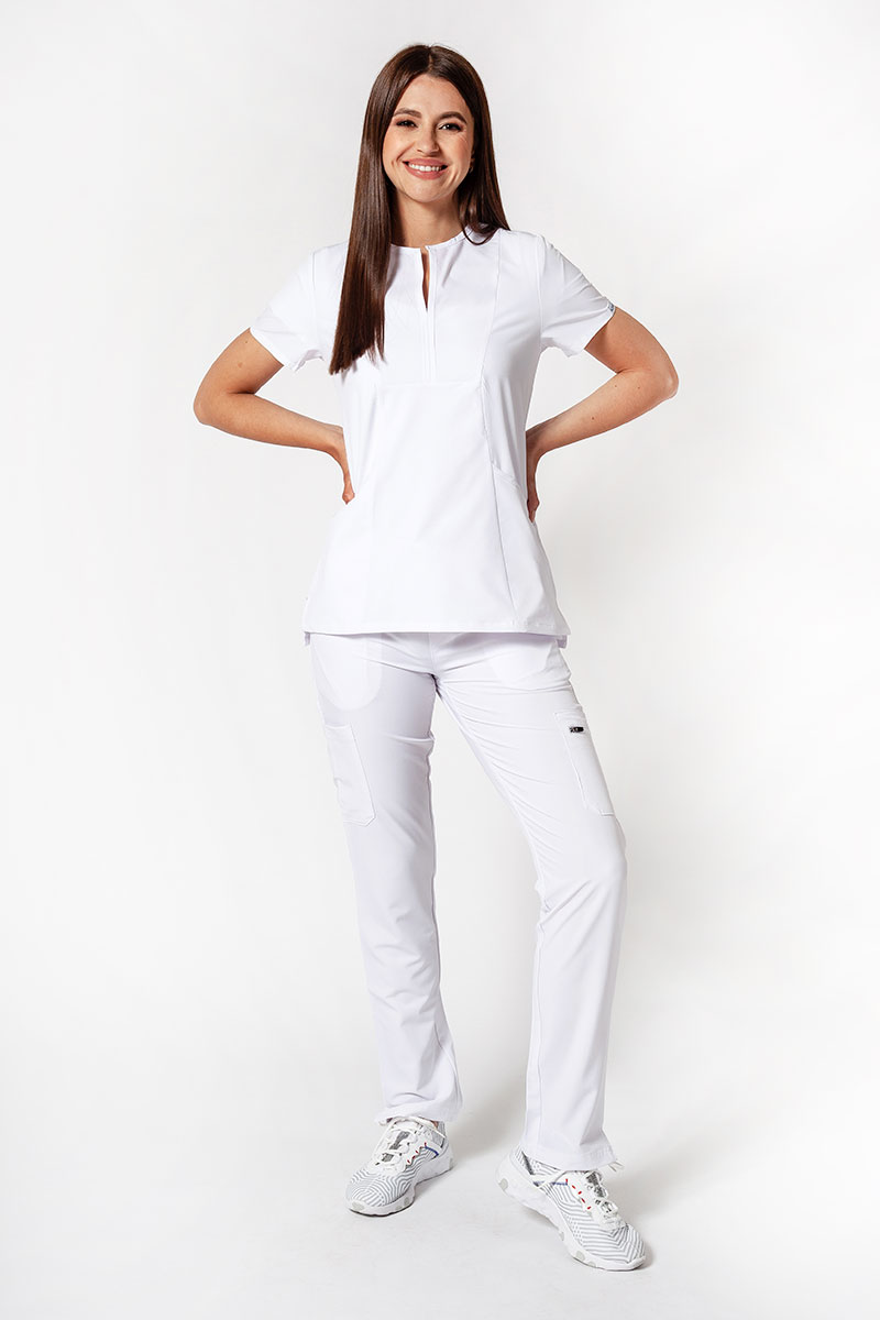 Women’s Adar Uniforms Skinny Leg Cargo scrub trousers white-6