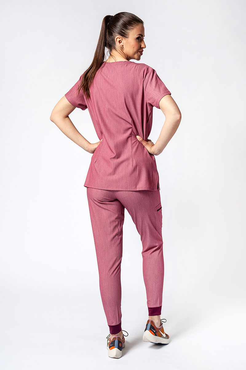 Adar Uniforms scrubs set Ultimate (with Sweetheart top – elastic) heather wine-2
