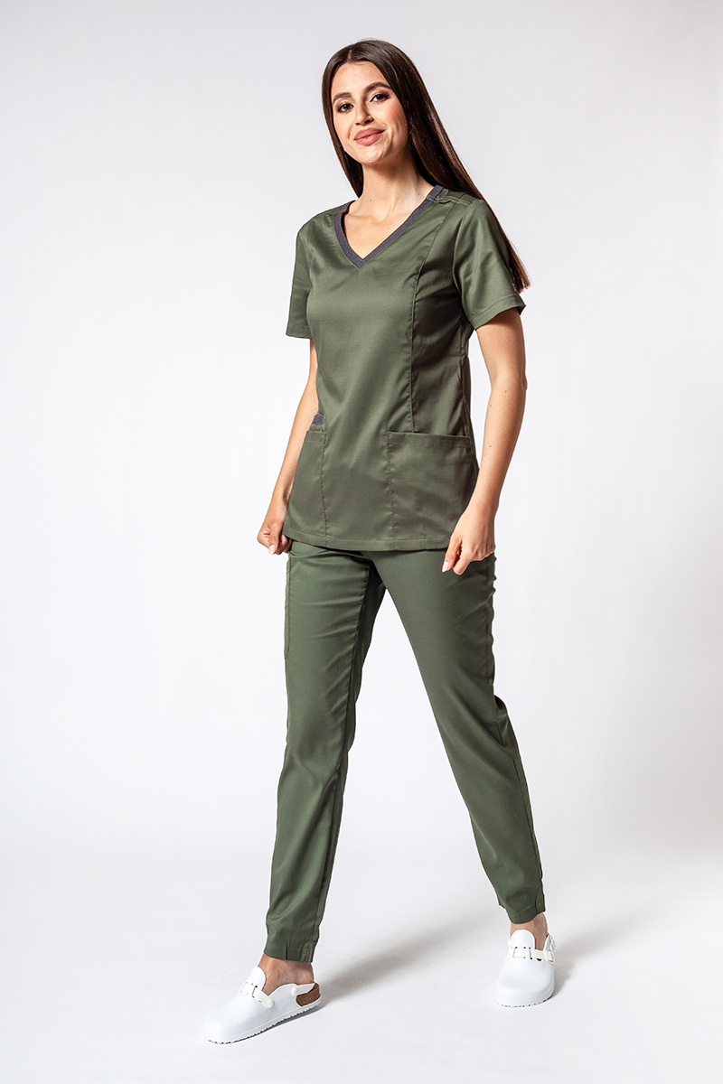Women's Maevn Matrix Contrast scrubs set olive-2
