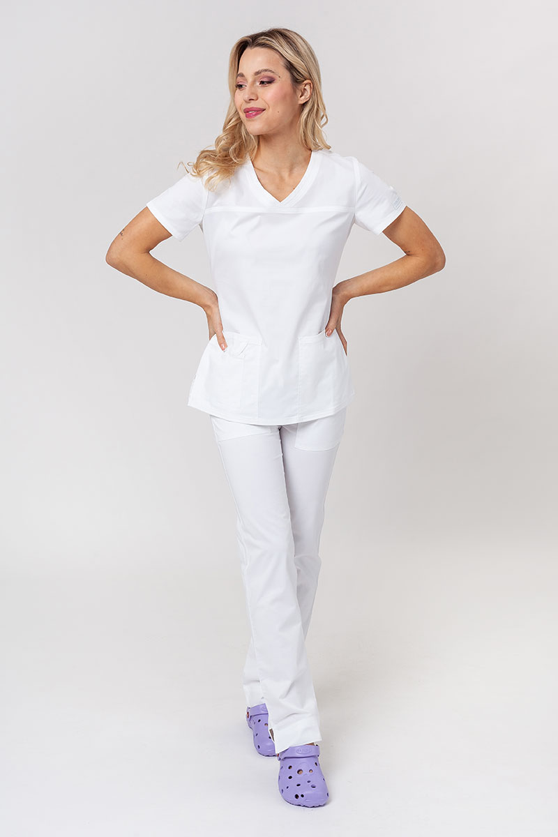 Women's Cherokee Core Stretch scrubs set (Core top, Mid Rise trousers) white-2