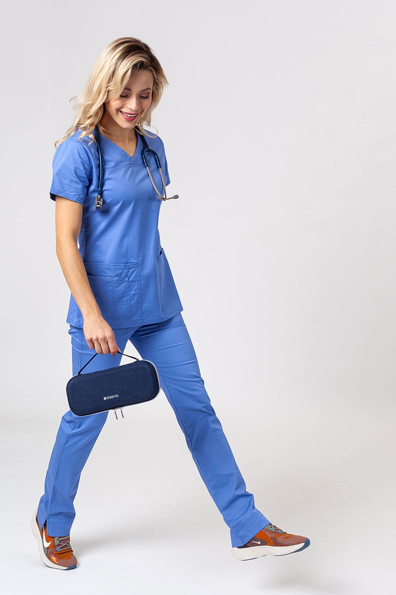 Women's Cherokee Core Stretch scrubs set (Core top, Mid Rise trousers) ceil blue-6