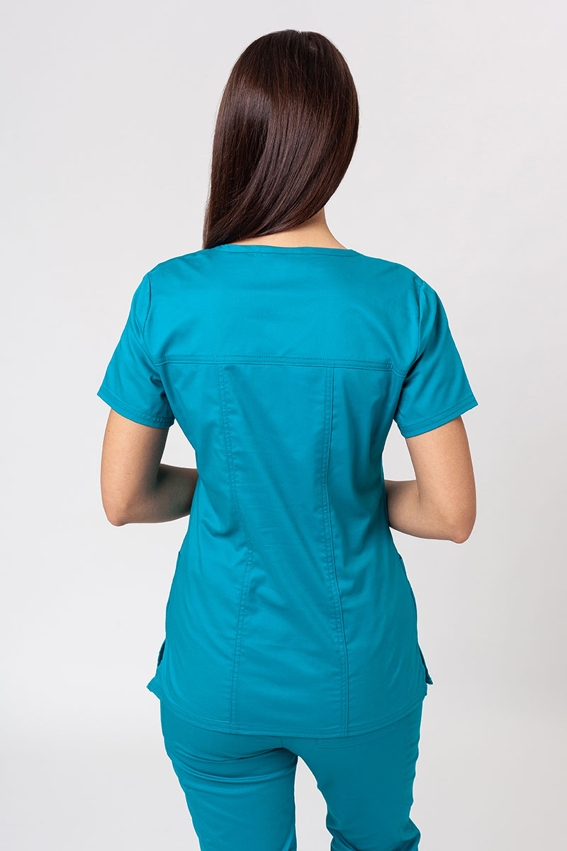 Women's Cherokee Core Stretch scrubs set (Core top, Mid Rise trousers) teal blue-3