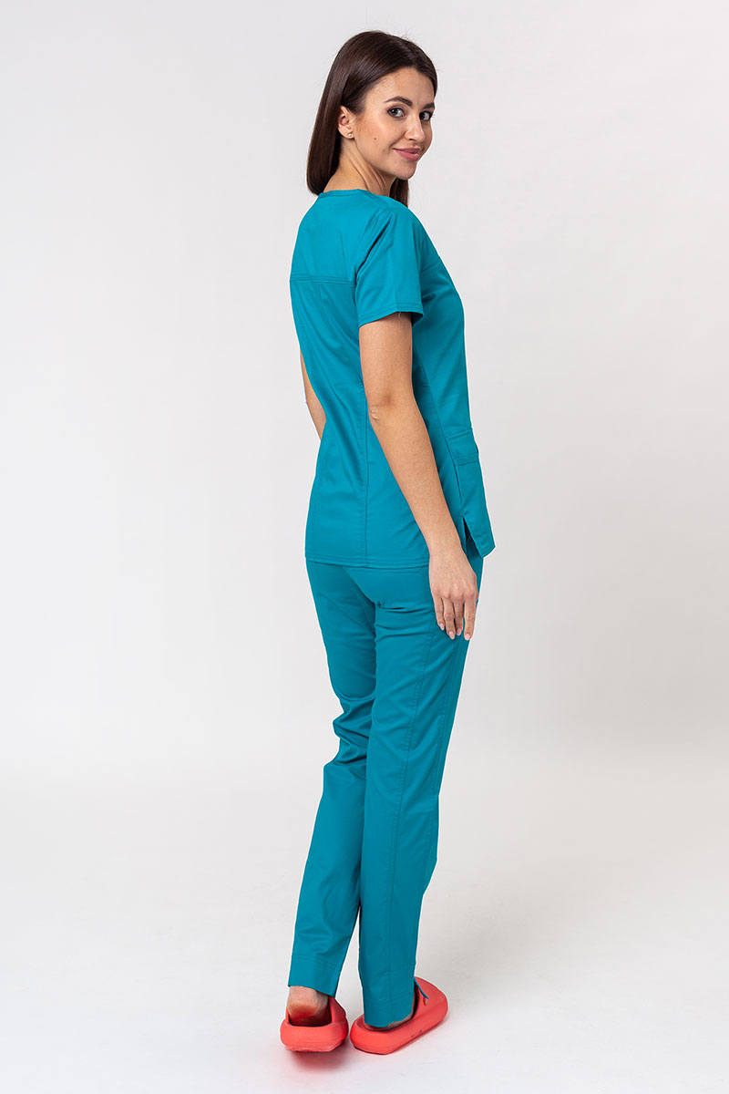 Women's Cherokee Core Stretch scrubs set (Core top, Mid Rise trousers) teal blue-1