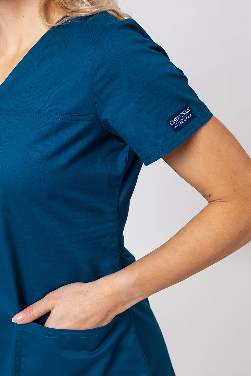 Women's Cherokee Core Stretch scrubs set (Core top, Mid Rise trousers) caribbean blue-6