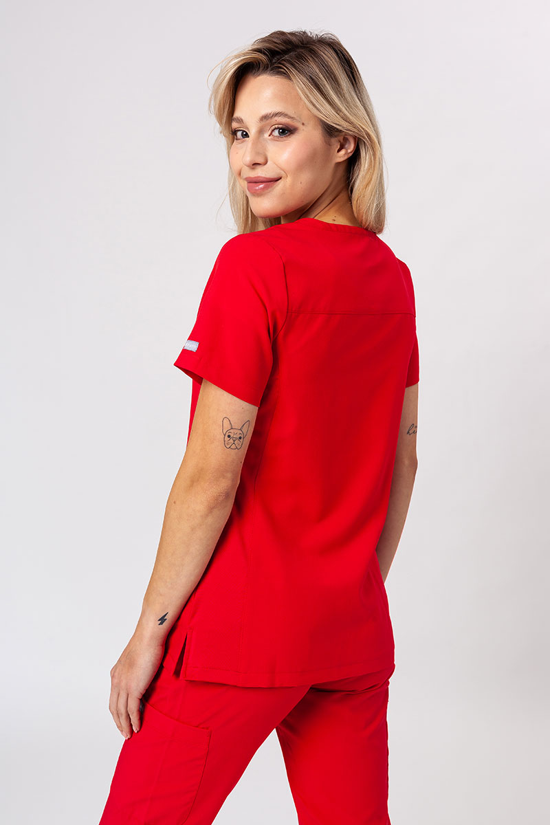 Women's Maevn Momentum scrubs set (Asymetric top, Jogger trousers) red-3
