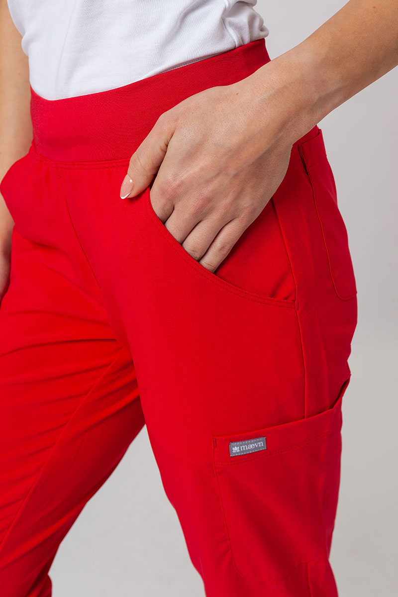 Women's Maevn Momentum scrubs set (Asymetric top, Jogger trousers) red-8