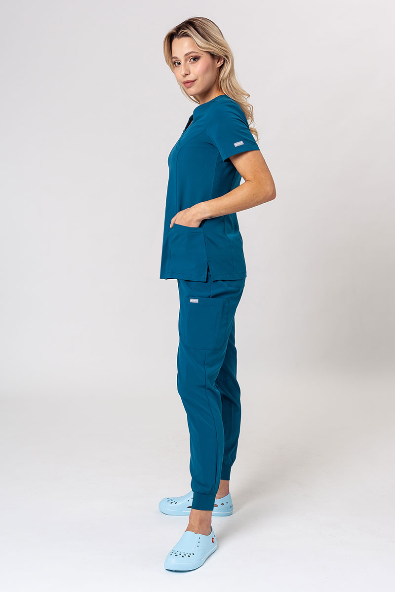 Women's Maevn Momentum scrubs set (Asymetric top, Jogger trousers) caraibbean blue-1