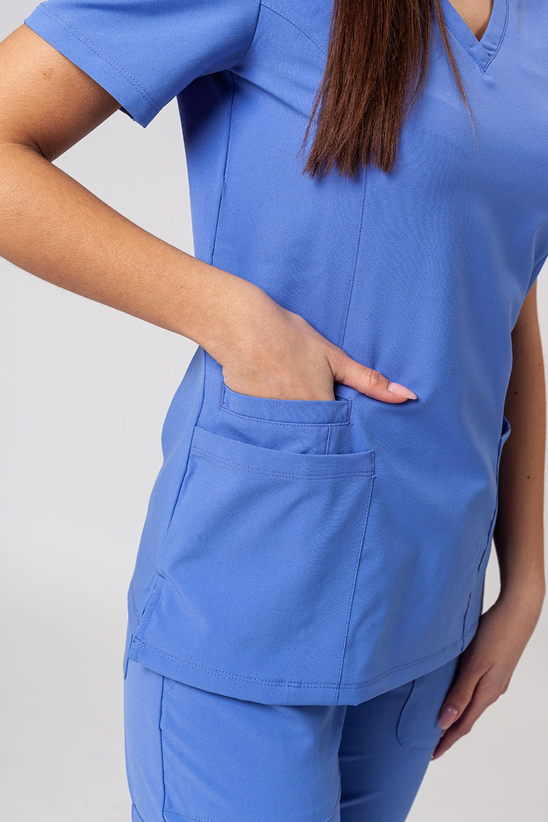 Women's Maevn Momentum scrubs set (Double V-neck top, 6-pocket trousers) ceil blue-7