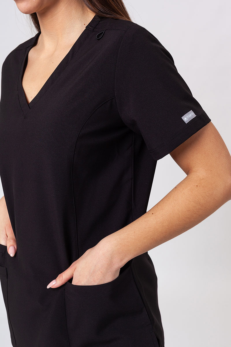 Women's Maevn Momentum scrubs set (Double V-neck top, 6-pocket trousers) black-9