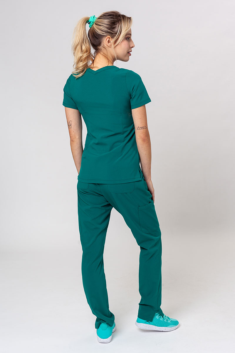 Women's Maevn Momentum scrubs set (Double V-neck top, 6-pocket trousers) hunter green-1