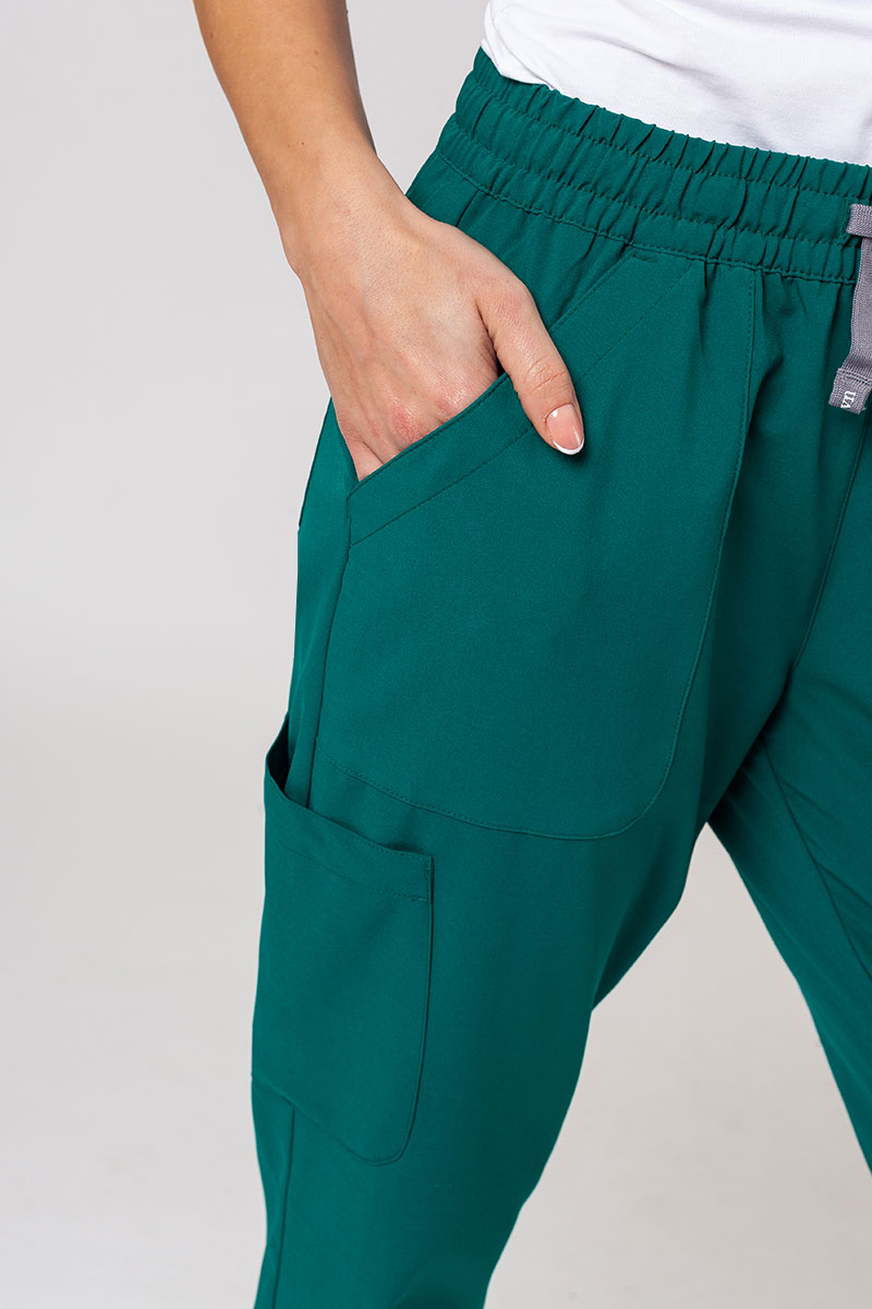 Women's Maevn Momentum scrubs set (Double V-neck top, 6-pocket trousers) hunter green-11