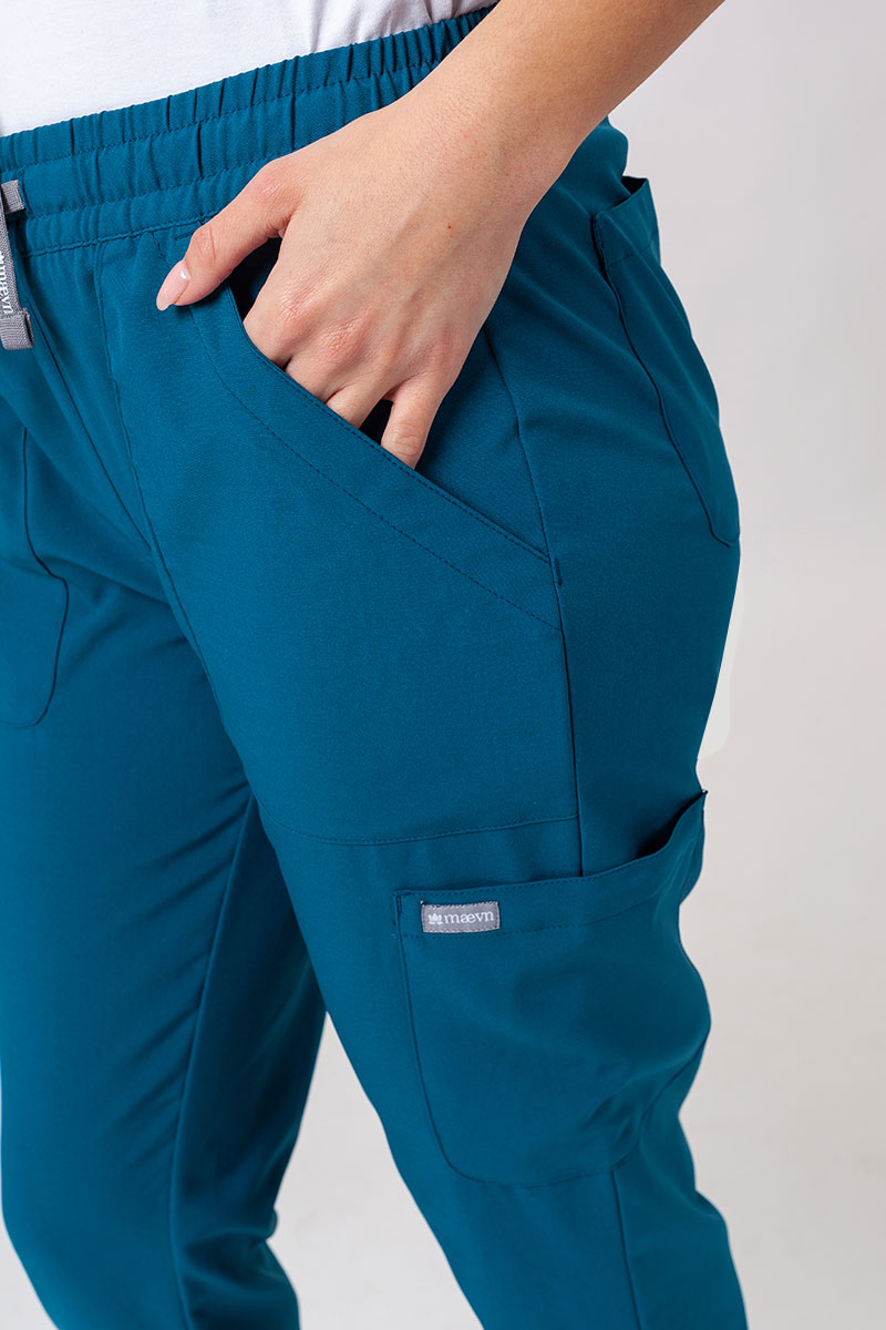 Women's Maevn Momentum scrubs set (Double V-neck top, 6-pocket trousers) caribbean blue-8