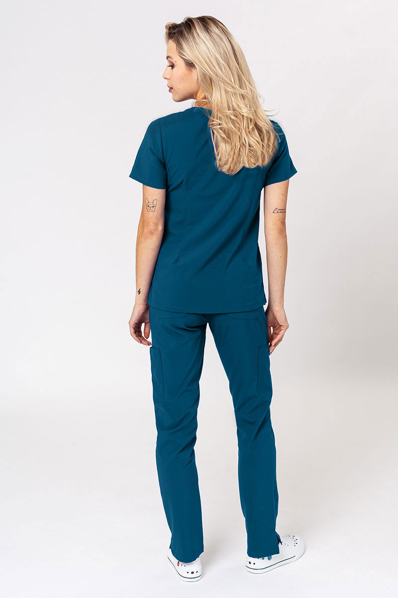 Women's Maevn Momentum scrubs set (Double V-neck top, 6-pocket trousers) caribbean blue-1