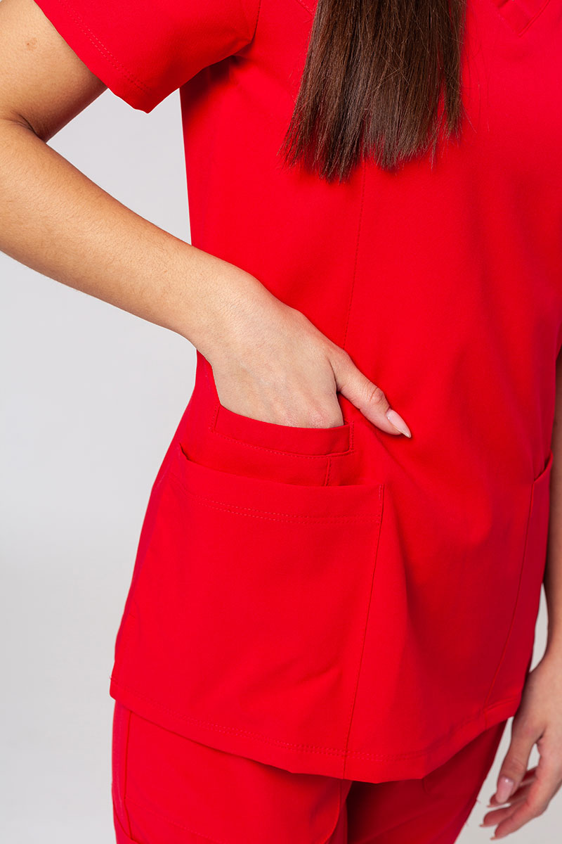 Women's Maevn Momentum scrubs set (Double V-neck top, 6-pocket trousers) red-7