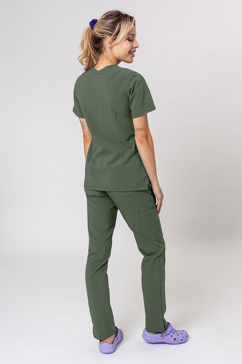Women's Maevn Momentum scrubs set (Double V-neck top, 6-pocket trousers) olive-1
