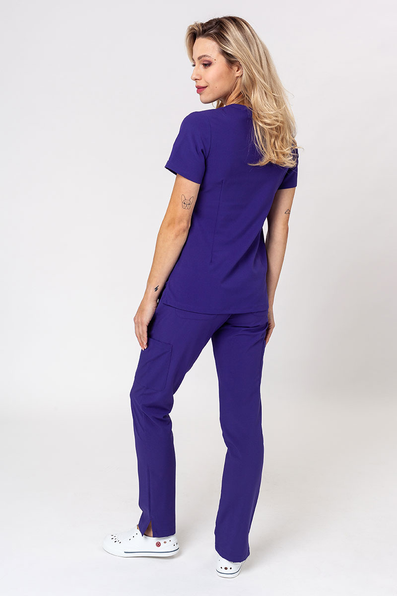 Women's Maevn Momentum scrubs set (Double V-neck top, 6-pocket trousers) grape-2