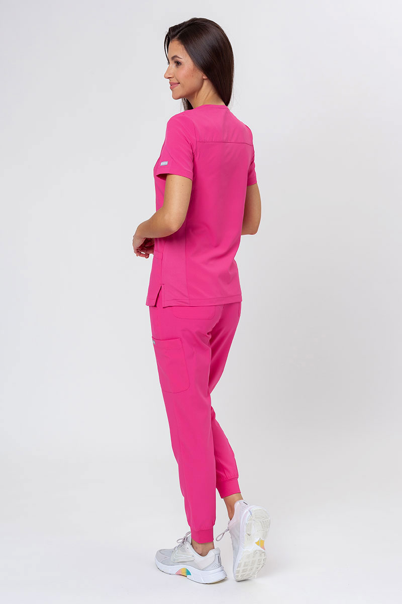 Women's Maevn Momentum scrubs set (Asymetric top, Jogger trousers) hot pink-1