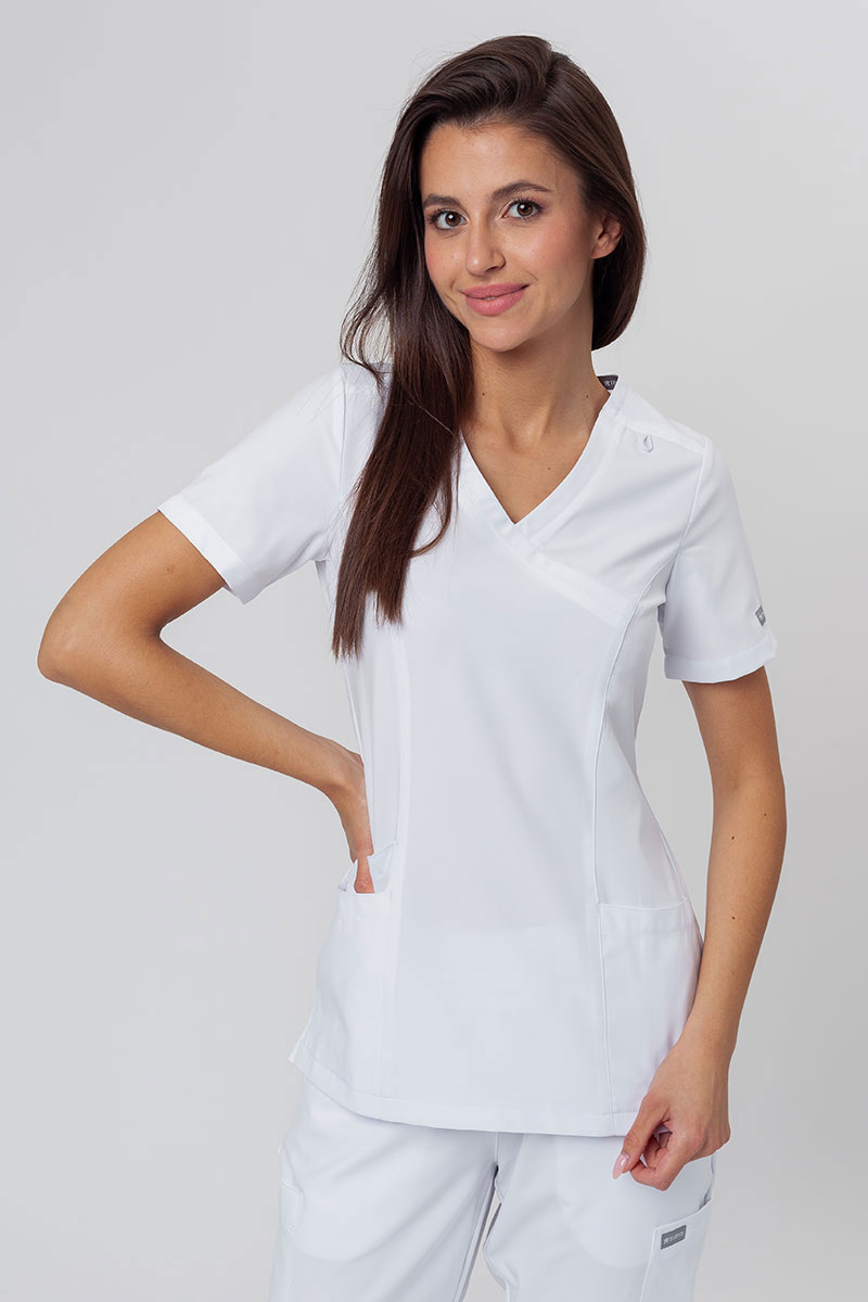 Women's Maevn Momentum scrubs set (Asymetric top, Jogger trousers) white-2