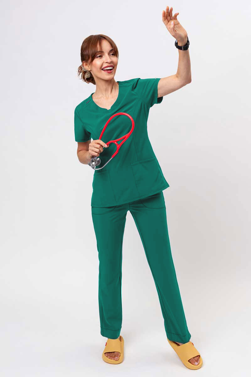 Women's Cherokee Infinity Round Neck scrub top green-7