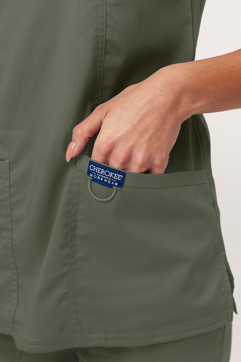 Women's Cherokee Revolution (Mock top, Straight trousers) scrubs set olive-5