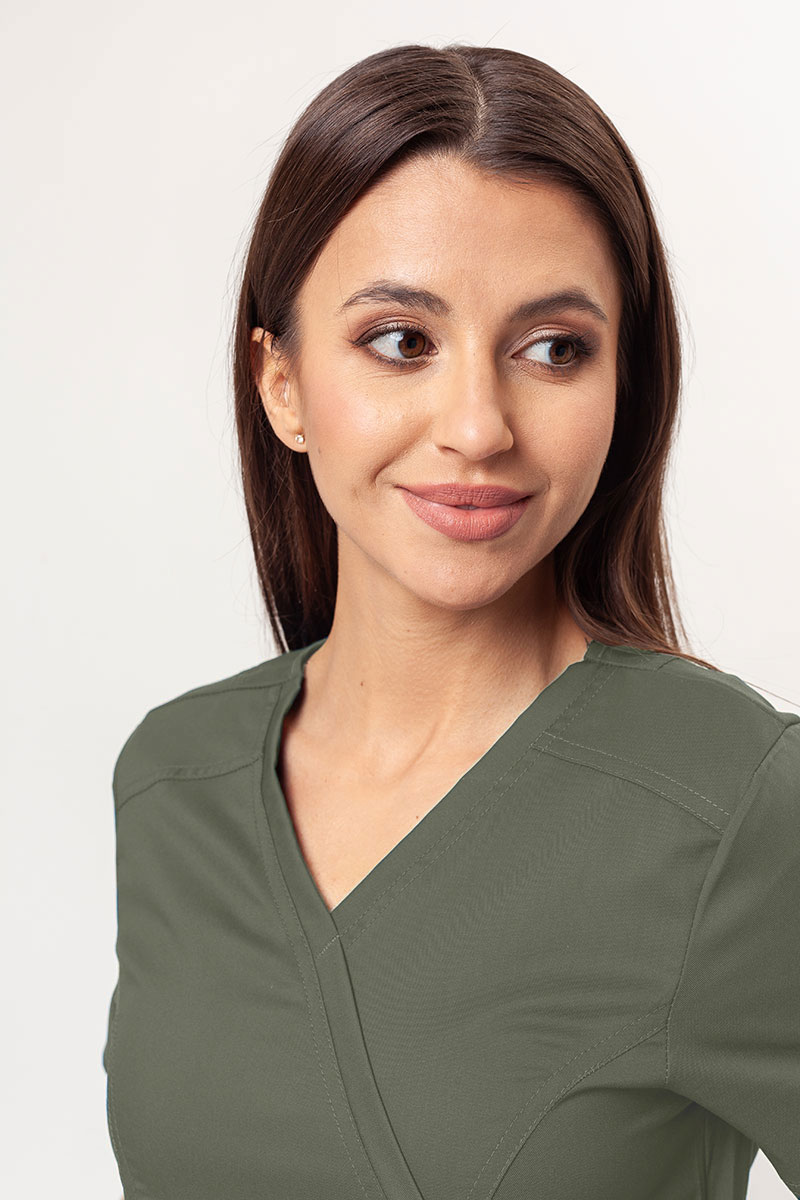 Women's Cherokee Revolution (Mock top, Straight trousers) scrubs set olive-4