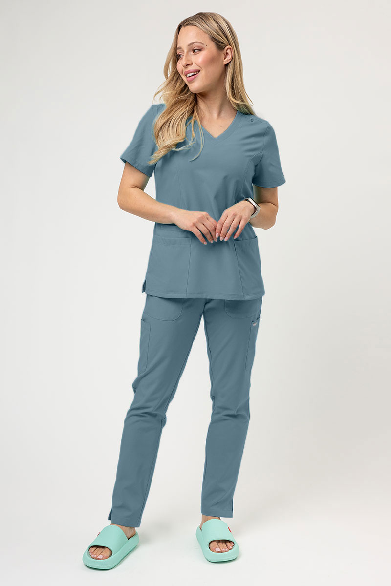 Women’s Maevn Momentum Double V-Neck scrub top slate blue-4