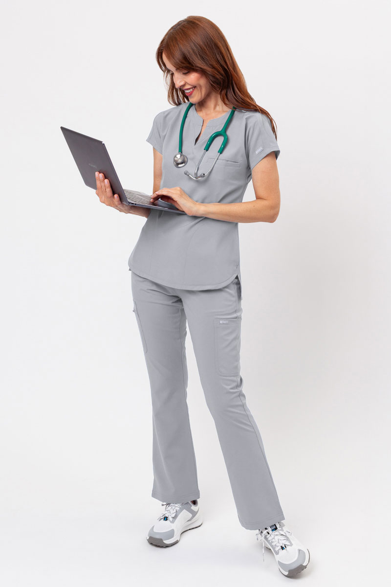 Women's Maevn Momentum Flare scrubs set quiet grey-14
