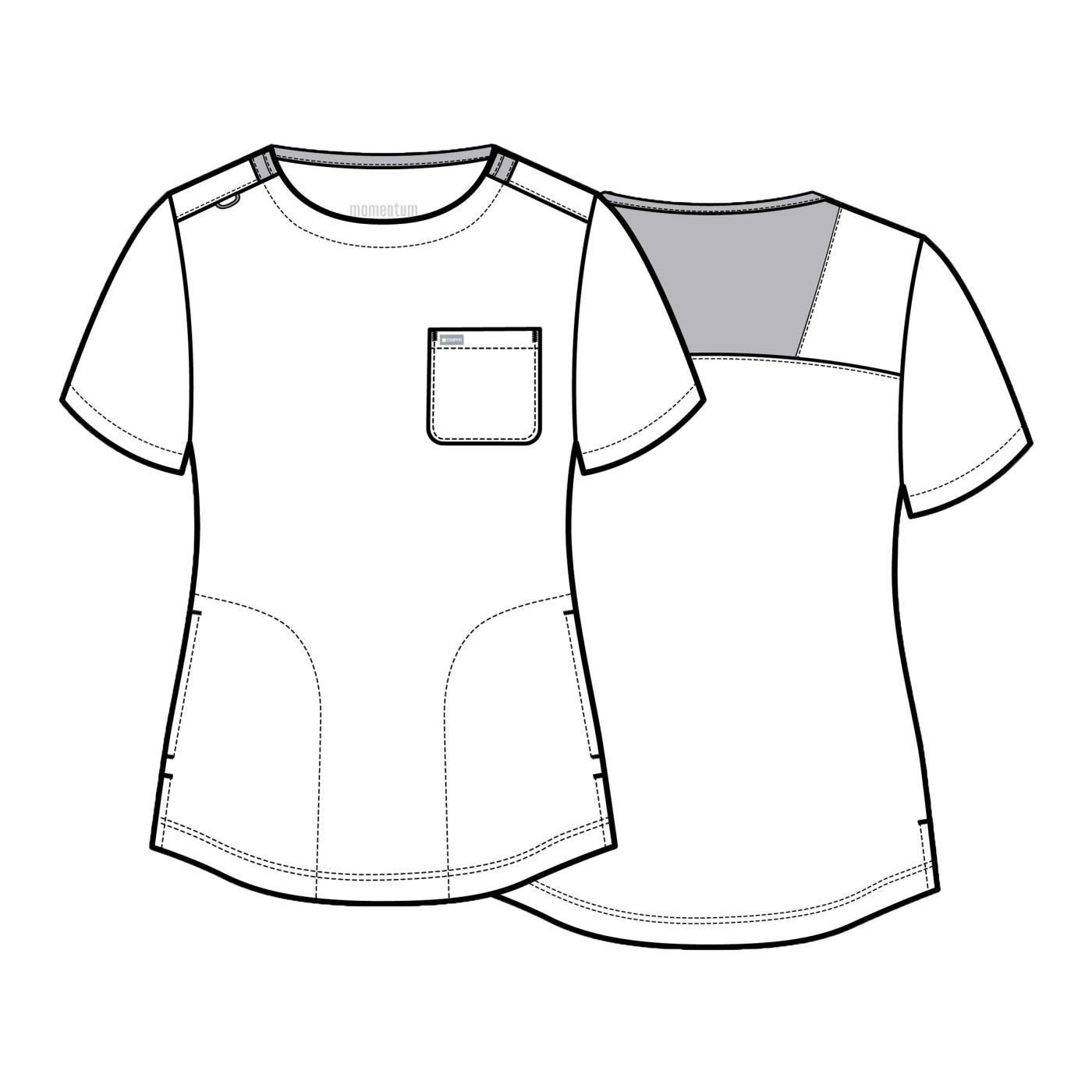 Women's Maevn Momentum Round Neck scrub top quiet grey-6